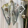 Spring and Autumn High-end Twill Flower Printed Bag Headscarf Scarf for Women New Versatile Sunscreen Scarf Scarf