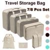 7/8 Pcs Set Travel Organizer Storage Bags Suitcase Storage Luggage Clothes Sorting Organizer Set Portable Clothes Shoe Pouch Set