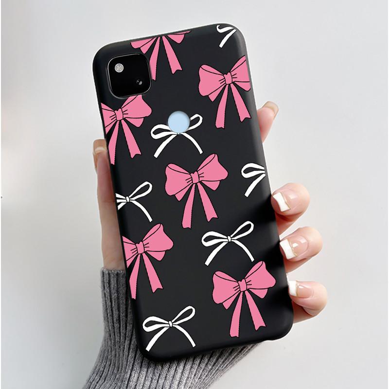 Для Google Pixel 4a 4G Чехол Роскошный Милый Кролик с Сердечками Забавный Мягкий Черный Матовый ТПУ Силиконовый Задний Защитный Чехол Тонкий