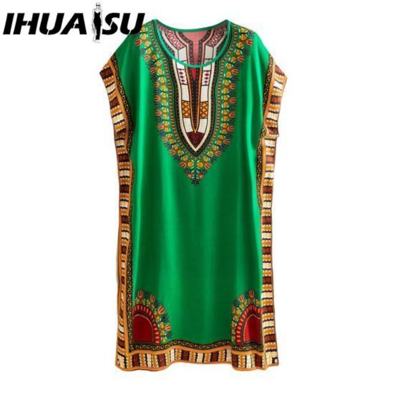 IHUASU Летнее платье с геометрическим принтом, пуловер, один размер, шикарное женское платье до середины икры для домашней одежды