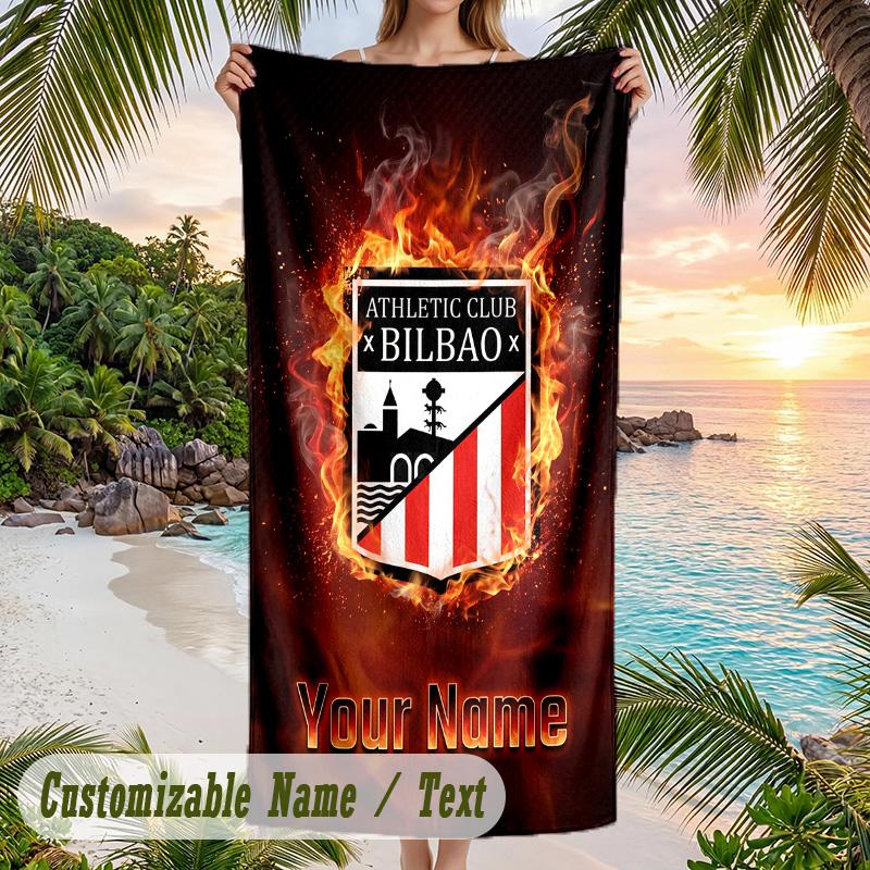 Beach Towel Athletic Bilbao FC Print Custom Name Text Soft Towel for Swimming Pool
