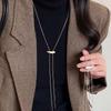 Fashion Metal Long Pull Necklaces for Women Luxury Elegant Zinc Alloy Color Matte Snake Bone Chain Necklace Zircon Accessories Gift