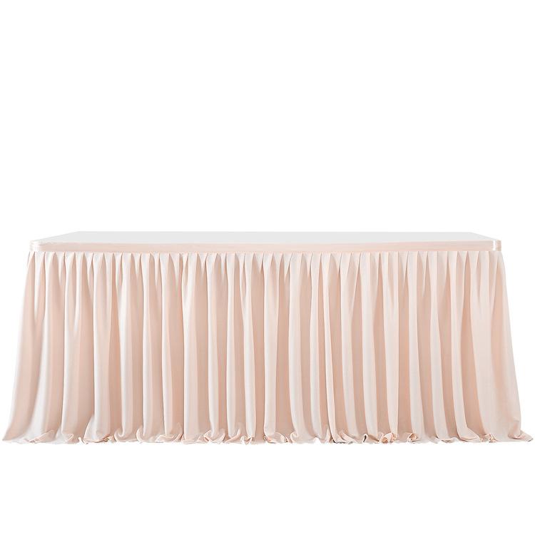 Party Solid Color Table Skirt Birthday Pleated Dessert Tablecloth Cover Wedding Festive Table Skirt Home Ruffle Edge Table Skirt