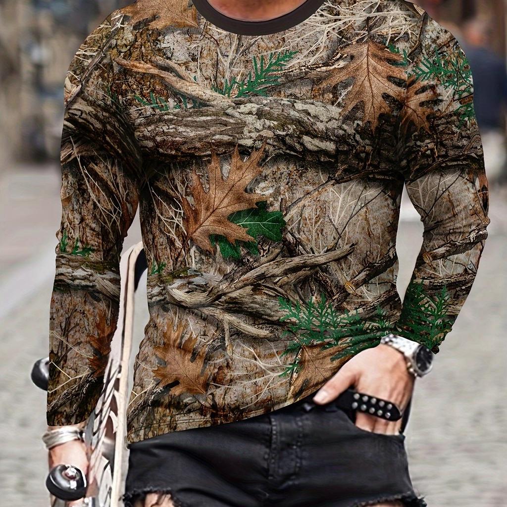 Hunting T-Shirt Camouflage Men's Long Sleeved T-Shirt Autumn Winter Casual Men's Top Original Pattern Cotton Men's Clothing