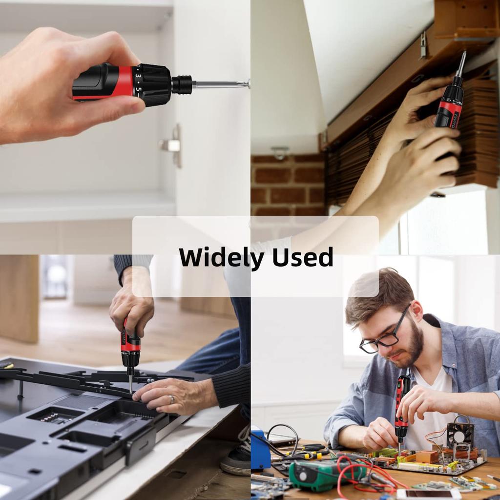 CVVITOO Электрическая отвертка Беспроводная отвертка USB-зарядка Набор отверток Torque 11 бит для отверток 3 спиральных сверла 5 торцевых гаек Flex Hex