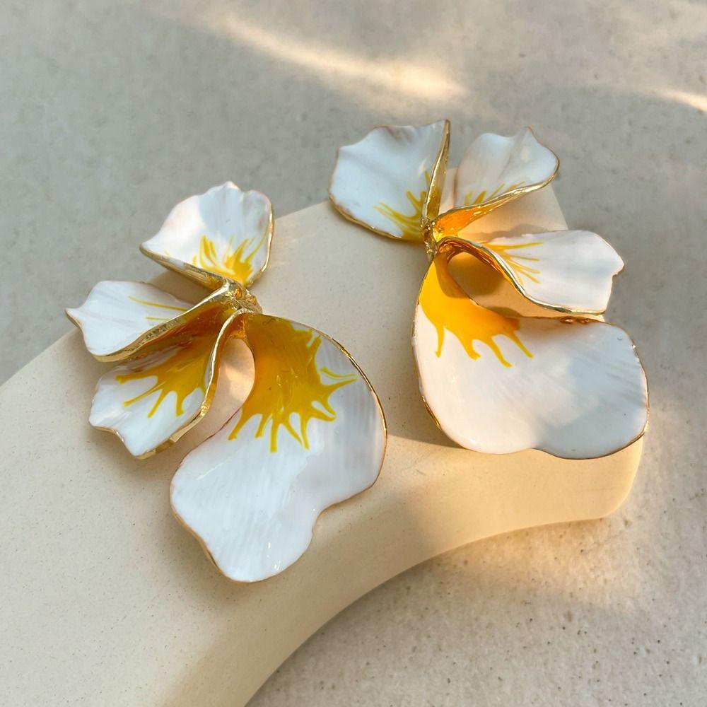 Милые градиентные серьги-лепестки, преувеличенные серьги-капли, элегантные серьги-цветы, пляж