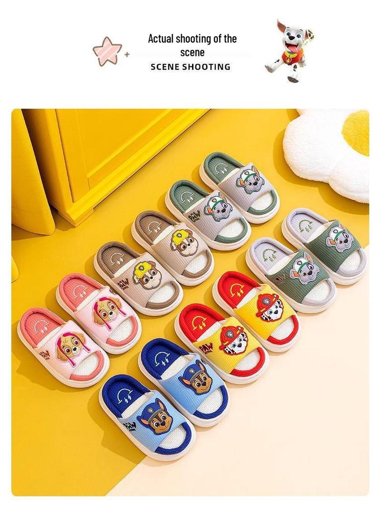 Детские нескользящие тапочки Щенячий патруль - Хлопковые льняные для мальчиков и девочек, весна/лето