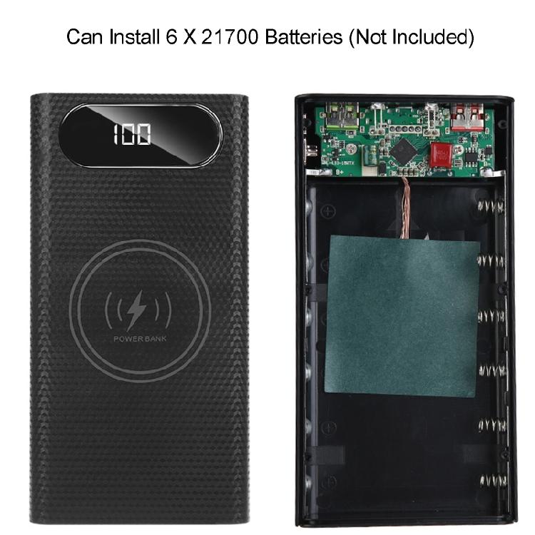 Съемный 5 Вт 10 Вт 22,5 В QC3.0 ЖК 6x21700 Аккумулятор для Корпуса Power Bank для Корпуса