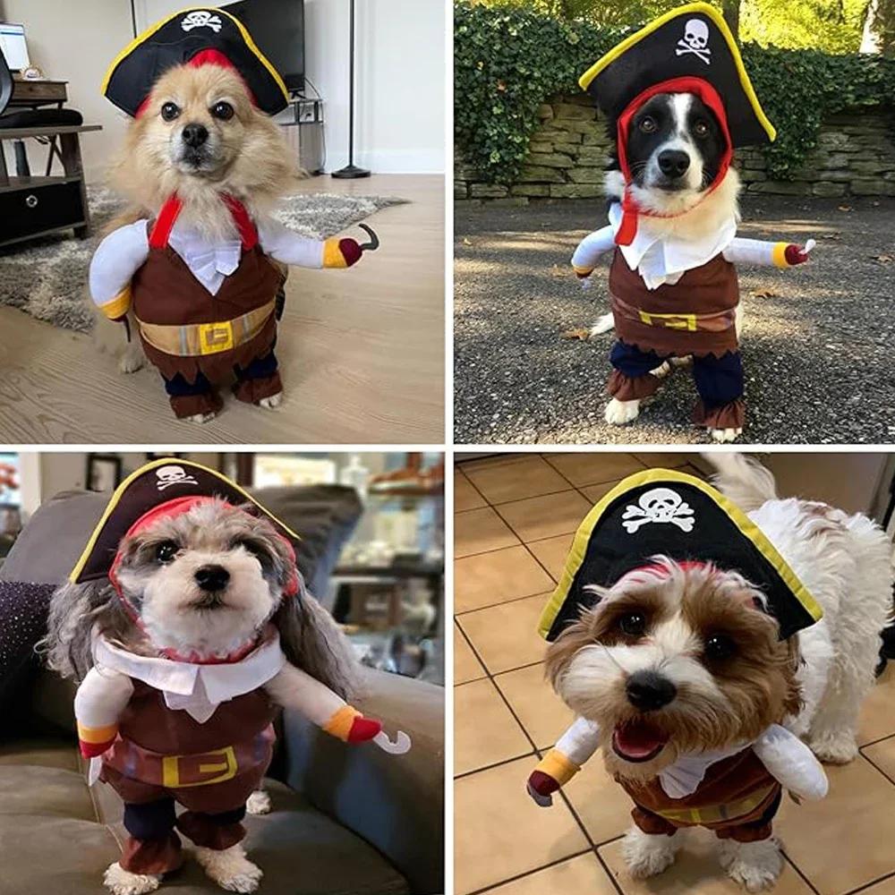 Костюм для питомца на Хэллоуин Веселые маленькие собаки Кошки Костюм пирата Одежда для ролевых игр Одежда для маленьких и средних собак Товары для животных