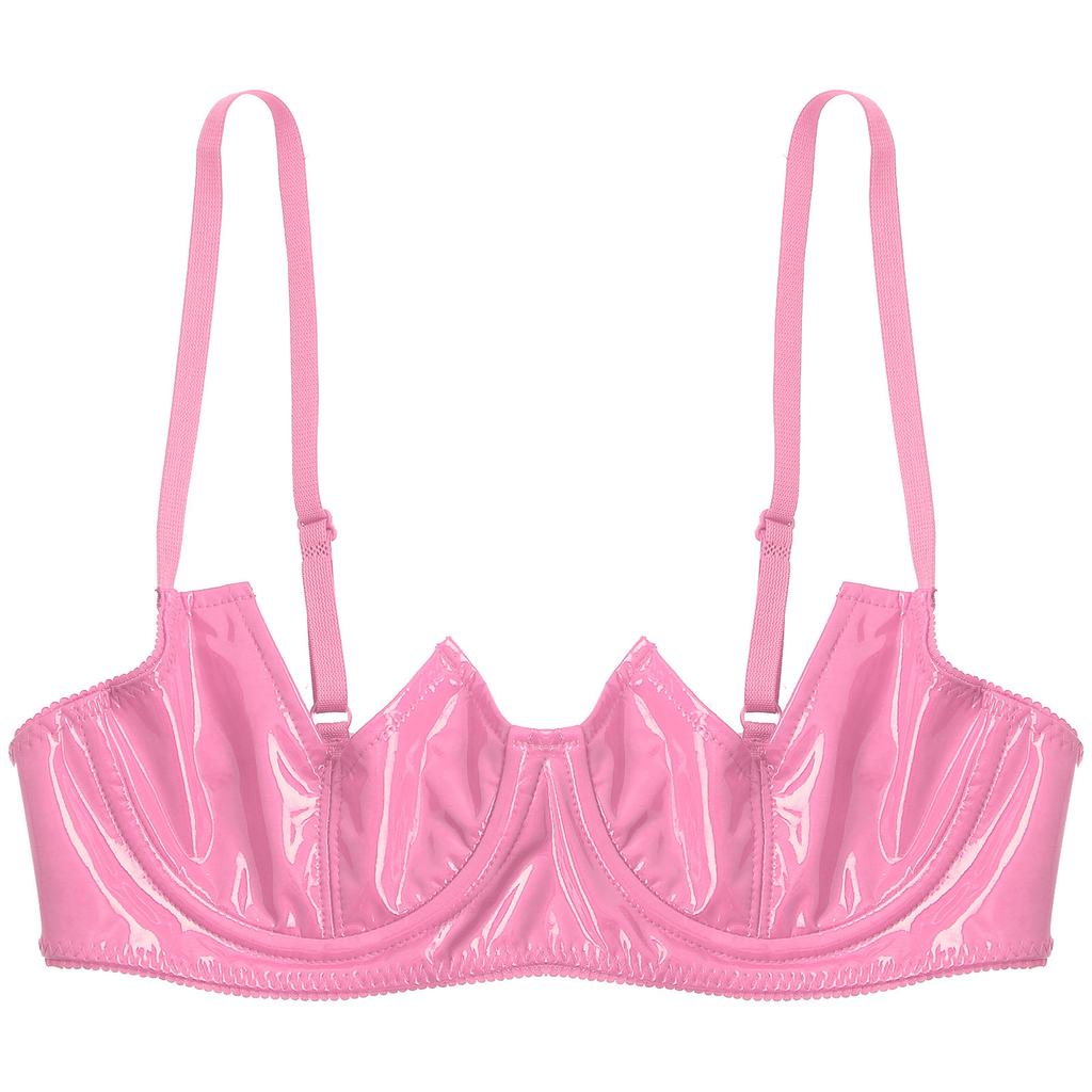 Женский бюстгальтер на косточках с V-образным вырезом, пуш-ап, регулируемые бретельки, бюстгальтер из лакированной кожи