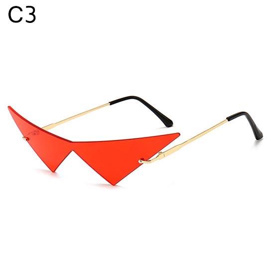 Oversized Triangle One Piece Women Sunglasses Vintage Rimless Clear Ocean Lens Eyewear Fashion Men Cat Eye Sun Glasses