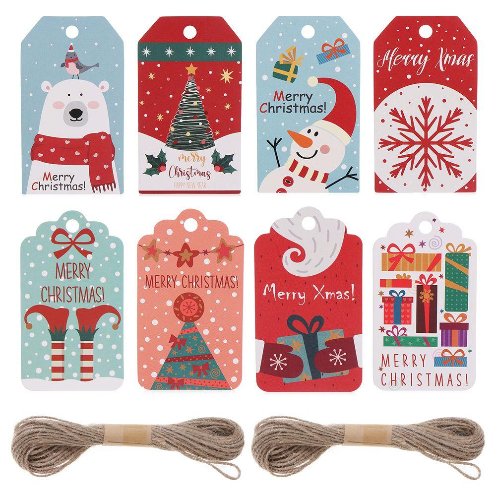 with Rope Santa Claus Gift Wrapping Christmas Paper Tags Xmas Decorations Gift Cards Hanging Label