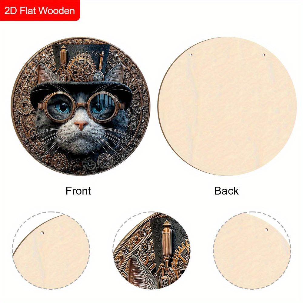 Ретро Деревянная Табличка с Рисунком Крутого Кота - Уникальные Настенные Фронтоны - Идеально для Входной Двери, Двора, Настенного Декора