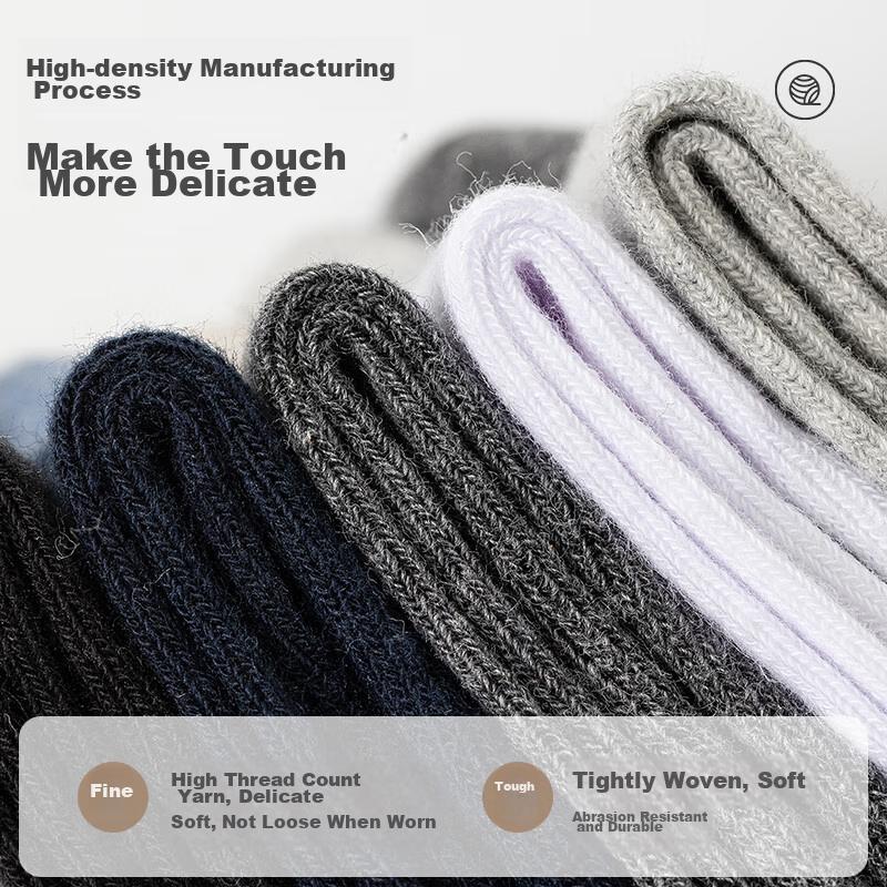 MiiOW 5 Pairs of 100% Pure Cotton Men's Socks, Summer Embroidered Mid-Calf Socks, Sweat-Absorbing Breathable Athletic Socks, Pure Cotton Long Socks