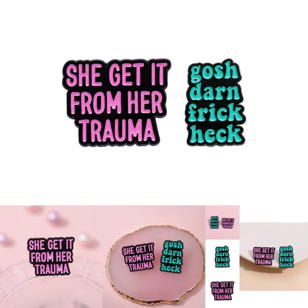 Creative European Style Colorful Letter Brooch Unique Minimalist Metal Badge Accessory