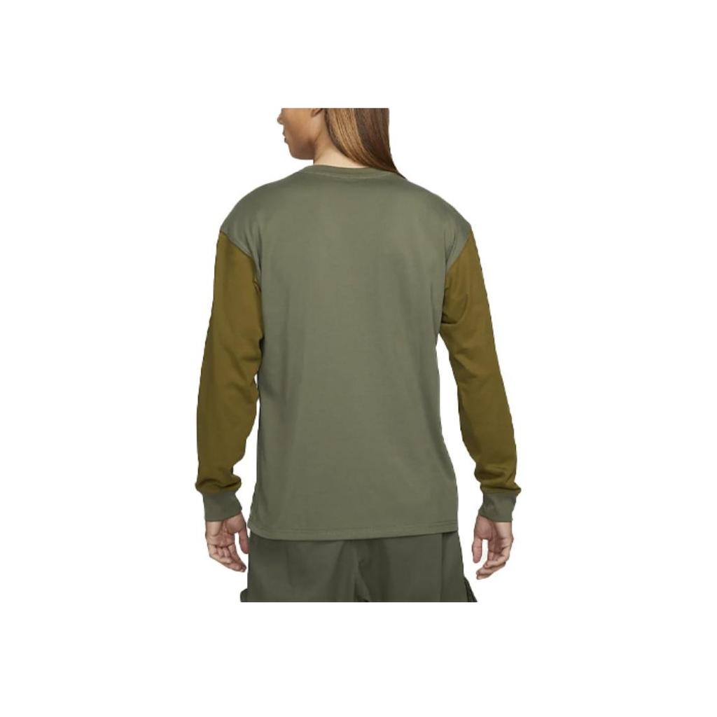 Nike Футболка с длинными рукавами и круглым вырезом Colorblock, мужская, зеленая DO9682-222