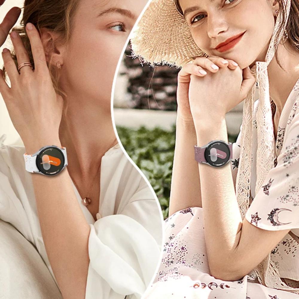 Engraved Silicone Strap For Samsung Galaxy Watch 7 FE/6 4 Classic/5 Pro 45 No Gaps Sport Bracelet Galaxy Watch 7 Band 44mm 40mm