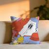 Cute Illustration Art Cushion Cover Cozy Velvet Throw PillowSoft Warm Cushion For Sofa  Bed