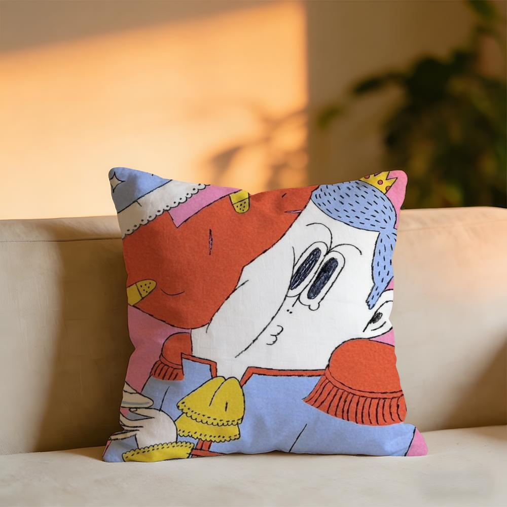 Cute Illustration Art Cushion Cover Cozy Velvet Throw PillowSoft Warm Cushion For Sofa Bed