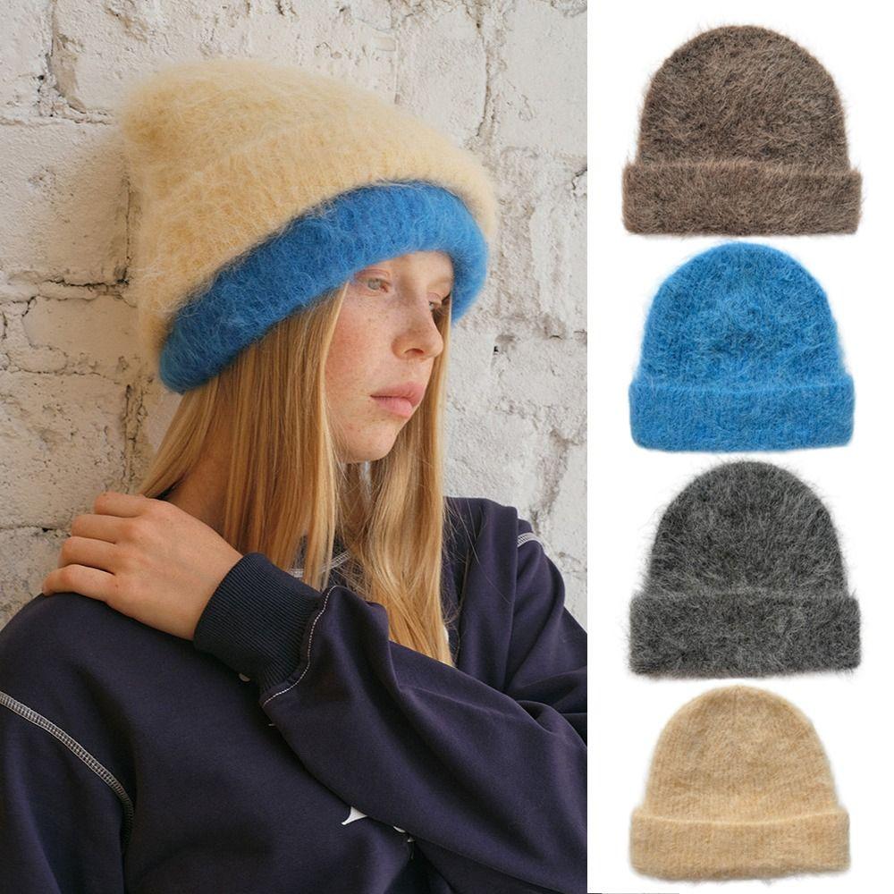 Winter Warm Alpaca Wool Beanies Thicken Keep Warm Caps Fashion Plush Bonnet Women Accessories