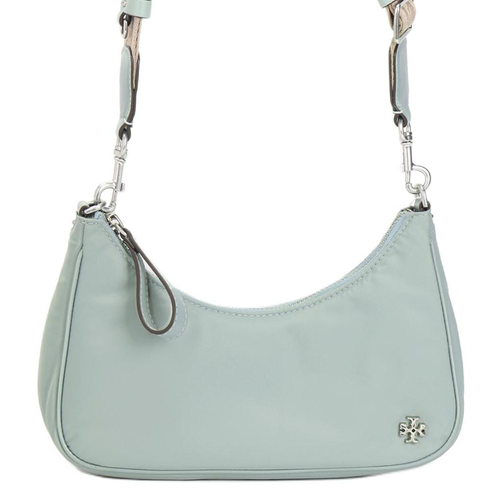 Tory Burch Tb Mercer 22 Spring Summer Silver Chain Double Shoulder Strap Fabric Underarm Bag Shoulder Bag Small Women bags Ceramic-Blue 88885-473