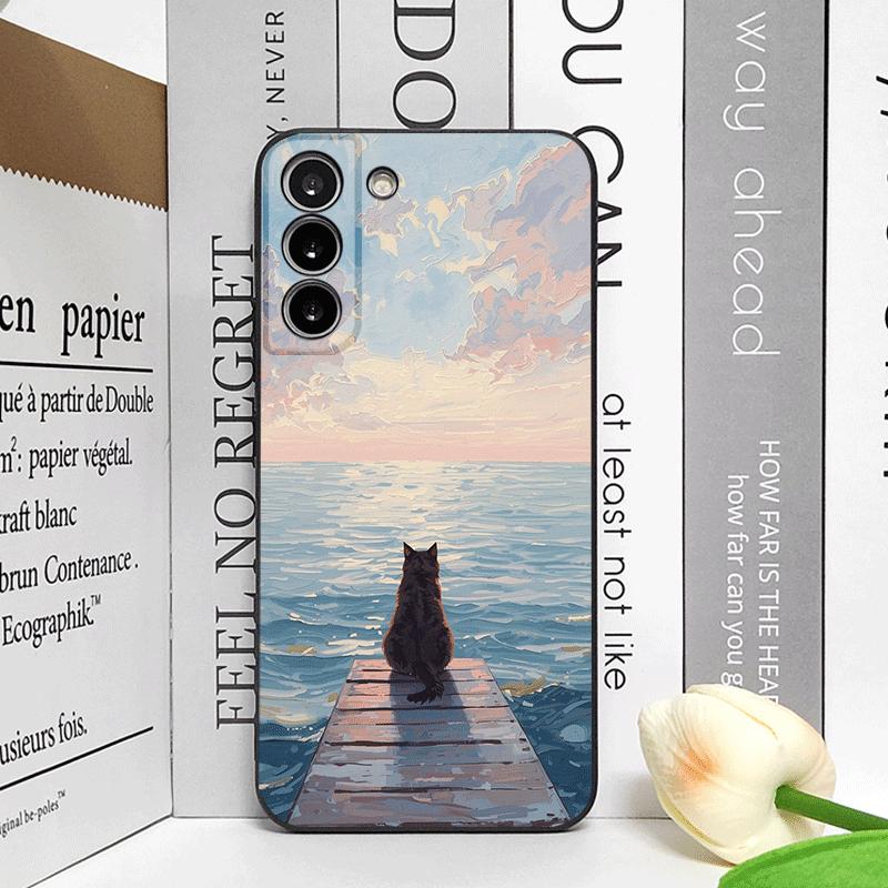 Забавный Милый Кот Мультяшный Рисунок Чехол для Телефона для Samsung Galaxy A56 A14 A55 A16 A54 A36 A53 A52 A51 A50 A72 Ударопрочные Мягкие Чехлы