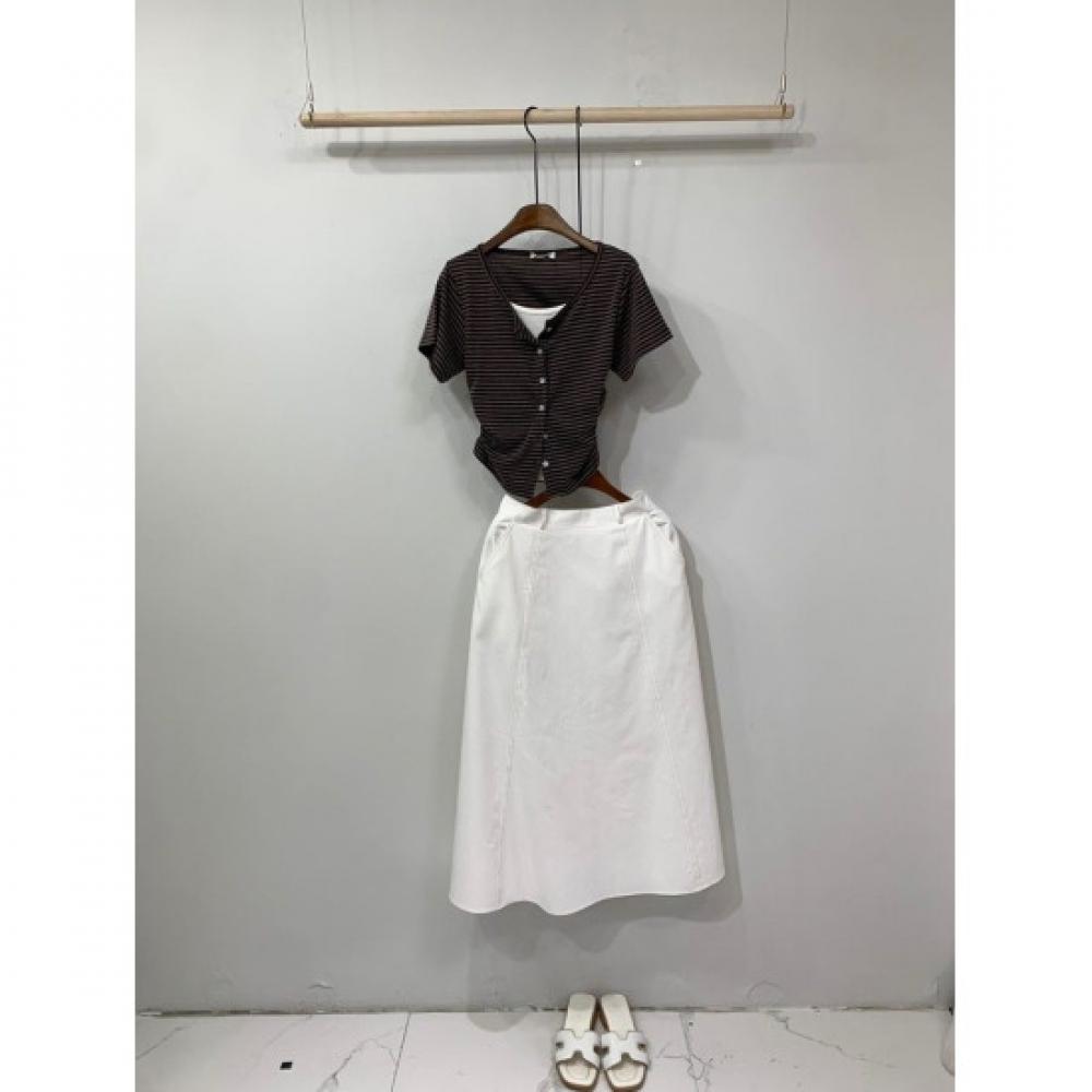 C S In The Room Free Rida Stripe Layered ShirrIng Short Sleeve Cardigan 4Color