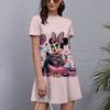 Женские платья с принтом Микки Мауса Элегантные и Красивые Платья Миди Больших Размеров Женское Летнее Платье