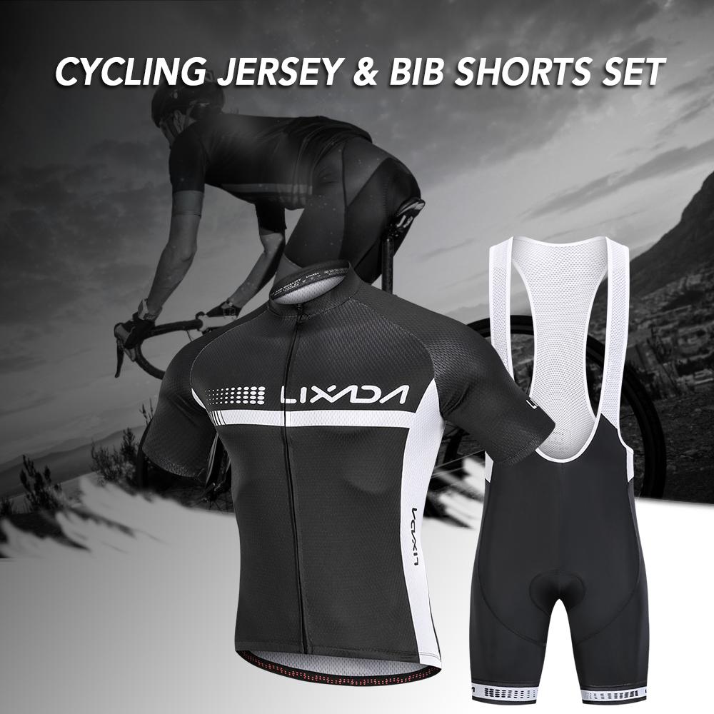 Lixada Летний велосипедный комплект из велосипедной рубашки с короткими рукавами и шорт с нагрудником с мягкой подкладкой