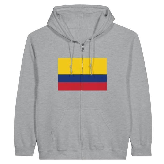 Sweat à capuche - PIXELFORMA - Drapeau de la Colombie - Gris - Manches longues - Col capuche