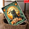 Halloween black cat and pumpkin pearl painting art full pearl handmade diy home decorations