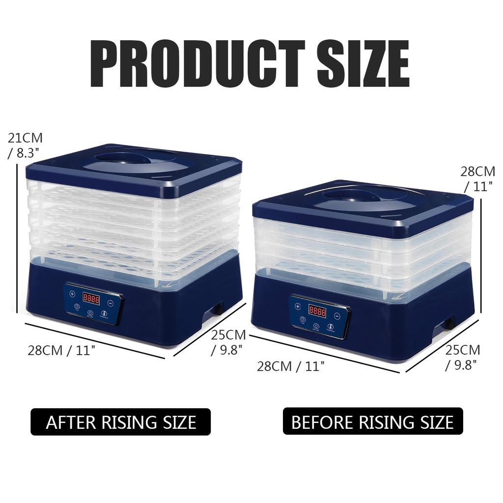 Сушилка для пищевых продуктов с 5 лотками, регулируемая по высоте, с цифровым таймером и контролем температуры для овощей, фруктов, мяса, говядины, вяленого мяса