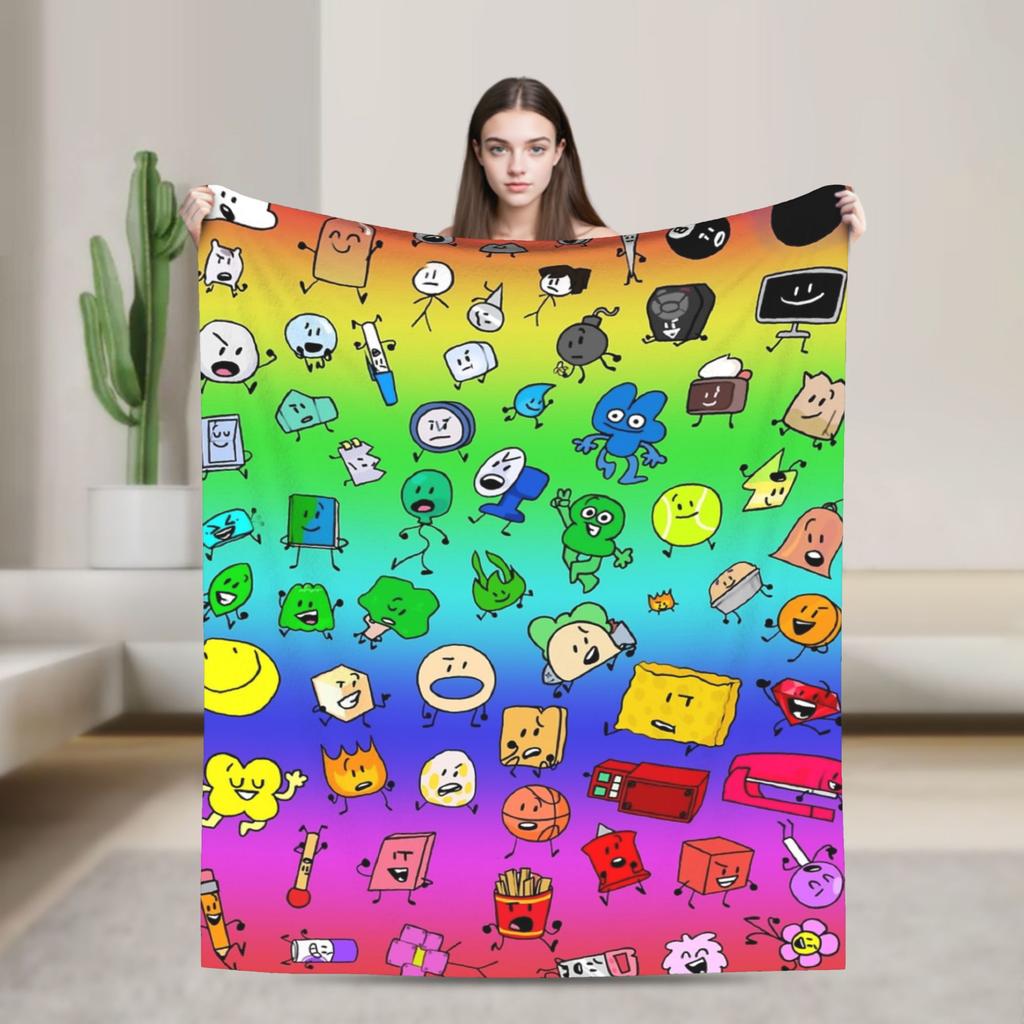 Cartoon Blankets Bfdi Flannel Funny Warm Throw Blanket for Home Autumn/Winter