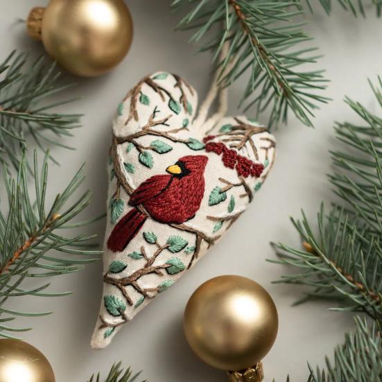 Набор для вышивания рождественского украшения, подвеска ручной работы в форме сердца, DIY украшение для подвешивания на елку, праздничная атмосфера вечеринки