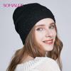 Зимние шапки для женщин, теплые шерстяные шапки, новые модные шапки с флисовой подкладкой и стразами