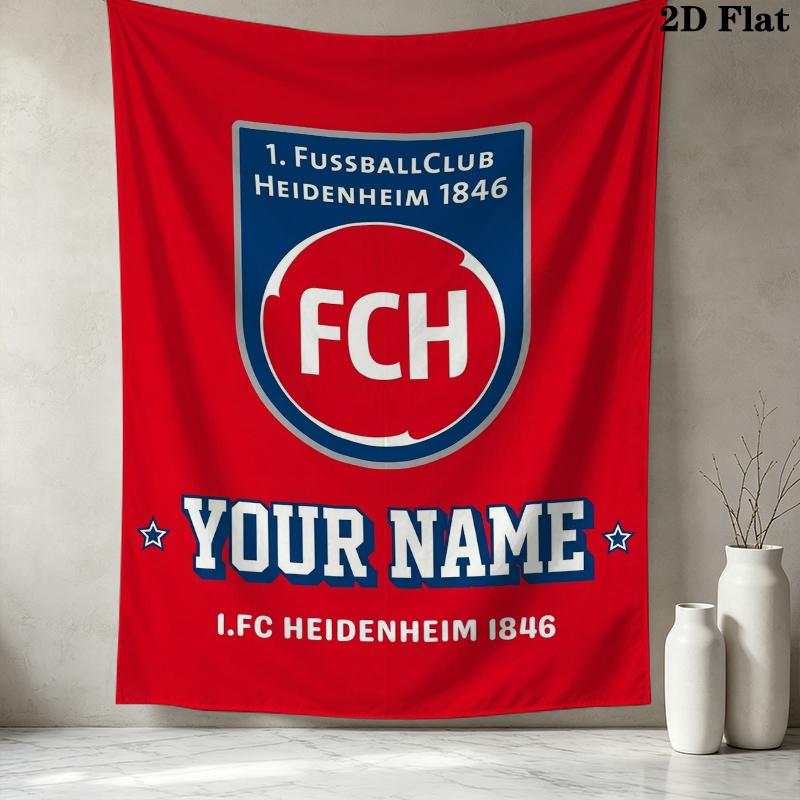 Custom Name Fc Heidenheim Wall Tapestry Aesthetic Wall Hanging Printed Fabric Blanket Decorative Tapestries for Bedroom Living Room Home Decor