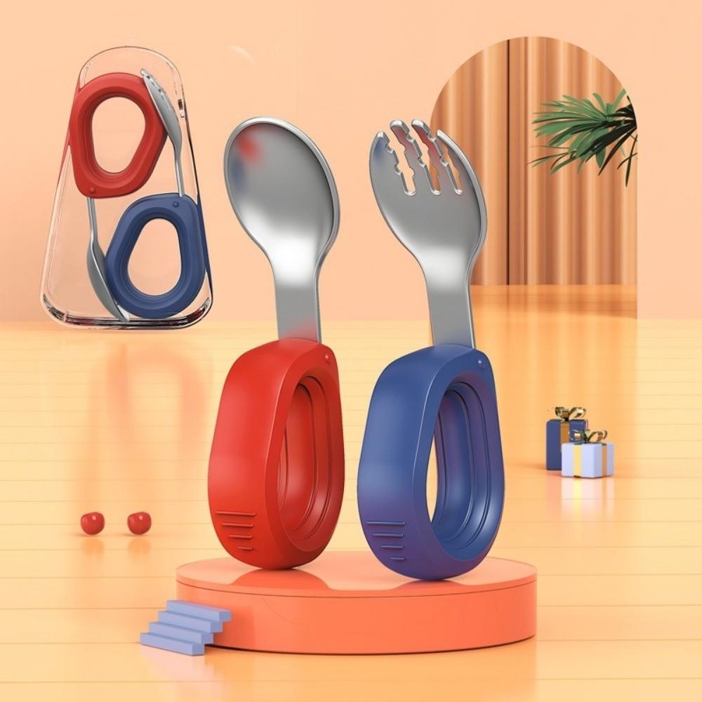 Anti-Choke Design Children's Tableware Set Silicone Handle Auxiliary Food Forks Training Children