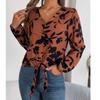 Женская рубашка осень-зима, элегантная, контрастная, с цветочным узором, рукавом-фонариком, лацканами, блузка, модный повседневный женский топ