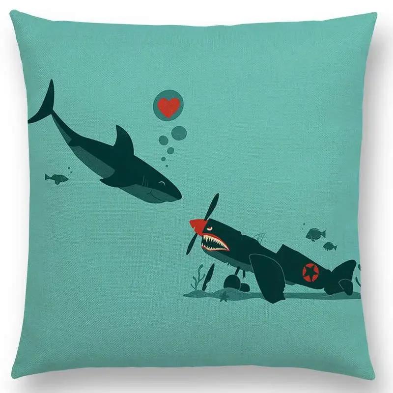 Последние мультяшные животные Милая акула Кошка Птица Жираф Пингвин Кит Белый медведь Бегемот Панда Чехол для подушки Автомобильный диван Наволочка