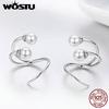 New Style 925 Sterling Silver Intertwined Pearl Stud Earrings for Women Original Jewelry