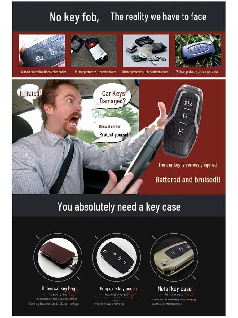 Universal Leather Car Key Pouch for Men & Women - Protective Remote Case for Volkswagen, Toyota, Hyundai, Honda