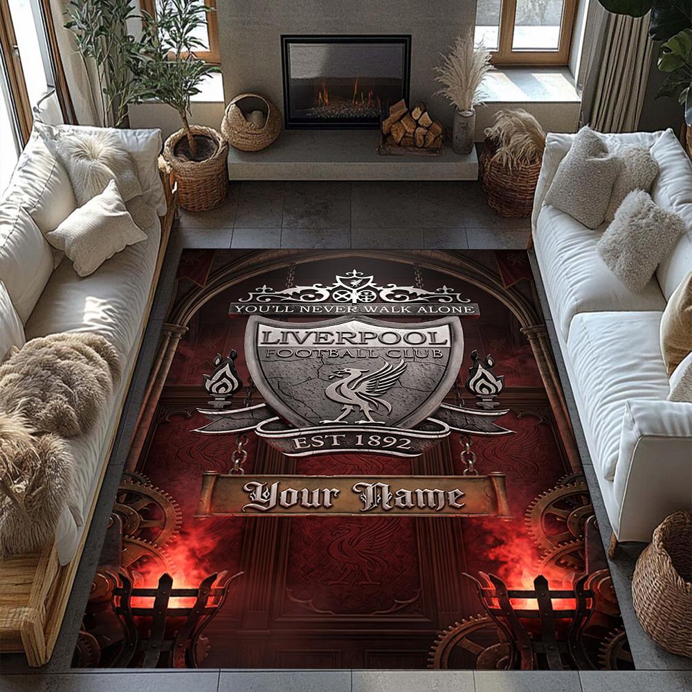 Liverpool Fc Personalized Name Area Rug Suitable For Playrooms Dining Room Outdoor Decorate Room Antislip Carpet Office Home Decor Wedding Party Gift