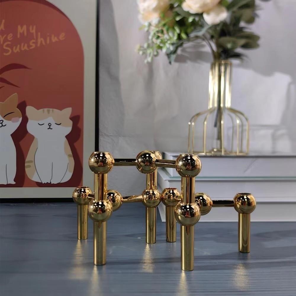 Nordic Style Candle Holder Metal Molecular Structure Triangle Candlestick Gift