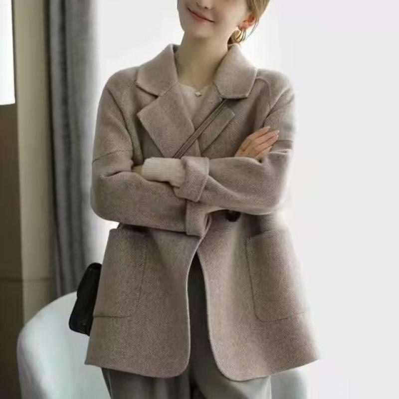 2023 Autumn/Winter Women's High-End Thick Herringbone Wool Coat - Casual Trendy Design