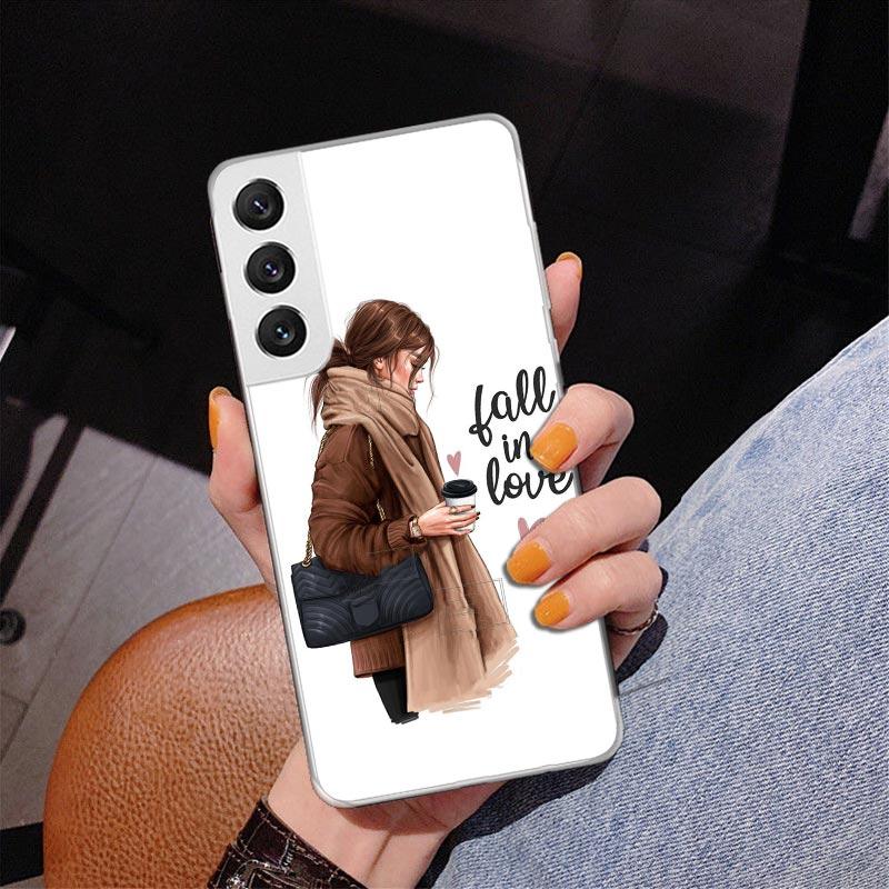 Чехол для телефона "Девушка-босс, женский, с кофе" для Samsung Galaxy S24 S25 Edge S26 Ultra S23 S22 S21 Plus S20 FE + Чехол с индивидуальной печатью
