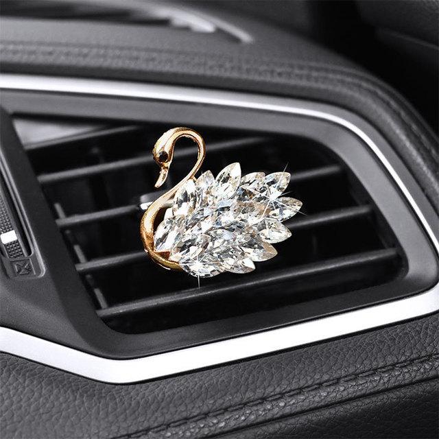 Роскошные автомобильные аксессуары Diamond Swan для девушек и пар, автомобильный освежитель воздуха Swan, диффузор духов, розовое бриллиантовое украшение для автомобиля, подарок