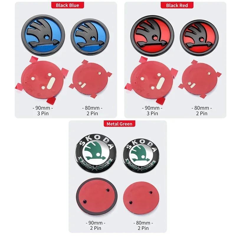 Car Sticker Skoda 2026 Hot 2pcs 80mm/90mm 3D Car Emblem Badge Hood Front Rear Trunk Logo For Skoda Fabia 1 2 Octavia a7 RS Super