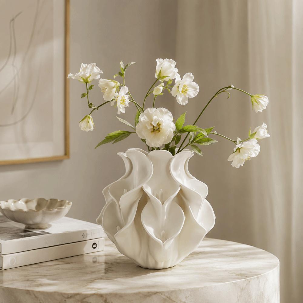 3D Printed Flower Vase Nordic Style Petal Statue Flower Holder Abstract Vase Gift