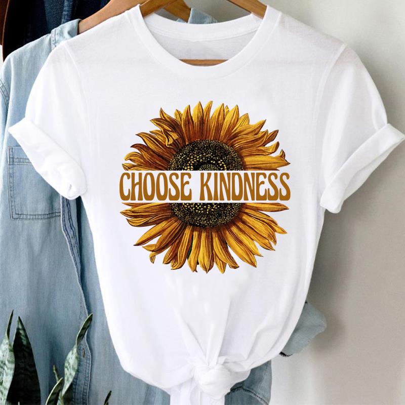 Футболка с милым цветком, модная футболка, одежда 90-х годов, милая трендовая повседневная женская футболка с коротким рукавом и принтом, женская женская футболка с графикой