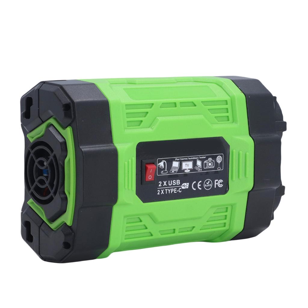 200W Car Power Inverter DC 12V To AC 220V Car Inverter with 2 USB Ports 2 Type C Ports 2 AC Outlets for Outdoor Travel